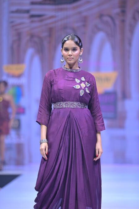 Indo-Western High Neck Sari Gown